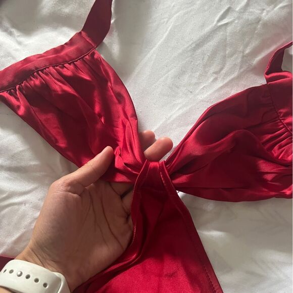 SHEIN VCAY Tie Backless Halter Neck Dress Burgundy Size S OFFER PRICE MUST GO - Picture 12 of 13